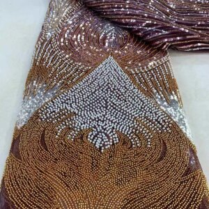 African Heavy Beaded Wedding Lace Fabric Nigerian Sequins French Tulle Luxury Party Dresses Sewing 2025 High Quality Lace Fabric