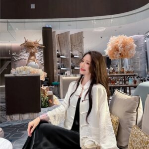 Acetic acid fold coat female new Chinese style light luxury temperament blouse
