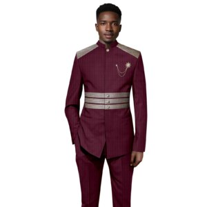African Design Slim Fit 2 Piece Solid Men Suits For Wedding Groom Tuxedos Formal Suits for Prom Party Best Man Blazer Pants