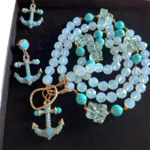Timeless Wonder Fancy Crystal Zircon Anchor Necklace N Stud Earrings Women Designer Fine Jewelry Set Trendy Versatile 4612
