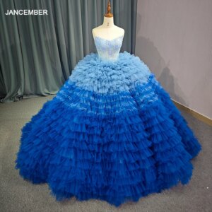 Fuchsia Puffy Quinceanera Dresses Ball Gown Strapless Tulle Beading Mexican Sweet 16 Dresses 15 Anos vestidos de 15 quinceañera