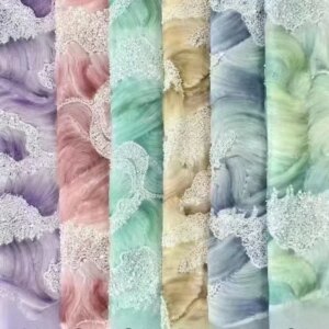 Colorful Lace Fabric With Sequins Hot Sale Stage Wedding Dress Fashion Fabric