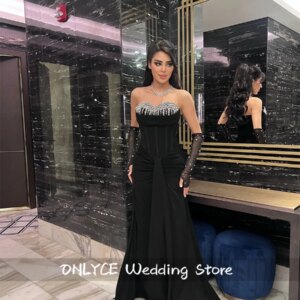 Sexy Black Prom Dresses Two Gloves Sweetheart Beads Crystals Birthday Party Luxury Dress Wedding Party Gown Customized