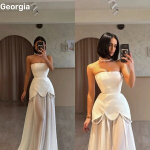 فساتين سهرة Customized Elegant Party Dresses For Women Zipper Up Strapless Formal Occasion Dresses Floor-Length Beaded A-Line