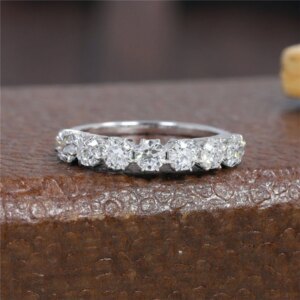 JY Jewelry 18K Real White Gold Round Cut 3.5mm Lab Diamond Full Set Eternity Ring For Women Wedding Band CVD HPHT Gold Ring