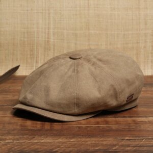 Vintage oiled wax cloth hat Men’s octagon outdoor casual painter Newsboy