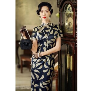 High Quality 2024 New National Style Improved Real Silk Cheongsam Long Summer Daily Style High-End Dress