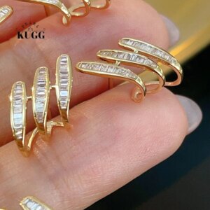 KUGG 100% 18K White/Yellow Gold Earrings Real Natural Diamond Stud Earrings Elegant Shiny Style High Weddings Jewelry for Women