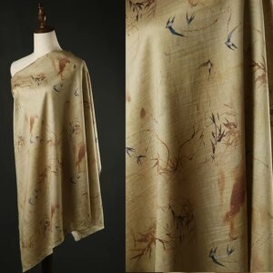 Thin Micro-Transparent Printed Linen Fabric Gauze Skirt Shirt Cheongsam