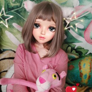(Miao12)Female Sweet Girl Resin Half Head Kigurumi BJD Eyes Crossdress Cosplay Japanese Anime Role Lolita Mask With Eyes And Wig