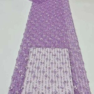 Beautiful Nigerian Sequins Party Lace African Beads Lace Fabric 2025 High Quality 5Yards African French Tulle Net Lace Fabric