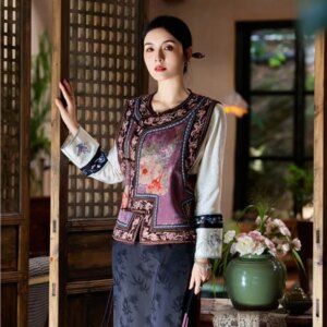 New Chinese style embroidery national one line disc fashion vest top
