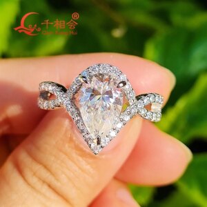 3ct Pear Shaped Moissanite 7x11mm Half Eternity Band D White VVS S925 Silver Ring for Engagement Jewelry for Ladies And Men