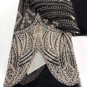 Luxury Beaded Lace High Quality Fabric 2025 Embroidery Lace 5 Yards Lace Fabrics Sequins African Lace For Wedding Dress Sewing