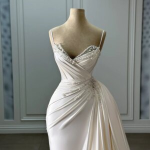 DMDRS Spaghetti Strap Evening Dress 2025 Sexy Pearl Beaded Party Gown Classic Sleeveless Floor-Length Party Dresses فساتين سهرة