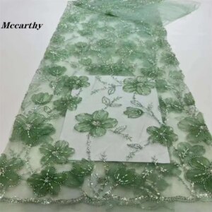 French Net Embroidery Beads Sequins Lace African Nigerian Fabrics 2024 High Quality Wedding Bridal Luxury Beaded Lace For Dress
