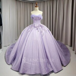 Customized Lavender Quinceanera Dress Ball Gown Lace Applique Beaded Crystal Corset Sweet 16 Vestidos De XV 15 Anos