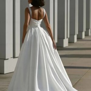 XIXI Customized Evening Dresses Satin Elegant Wedding Dresses For Women Beading A-Line Long Wedding Gowns Slit Sexy Dresses