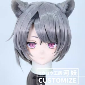 C-412-59 Customize Full Head Resin Cartoon Cosplay Japanese Character Anime Role Play Crossdress Kigurumi Mask With Back Shell