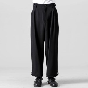 YOJI OOAK original designer Japanese retro simple wide-leg pants men loose straight casual nine-point pants men