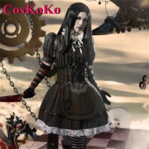CosKoKo Alice Liddell Cosplay Game Alice: Madness Returns Costume Updated Version Steam Dress Halloween Party Role Play Clothing