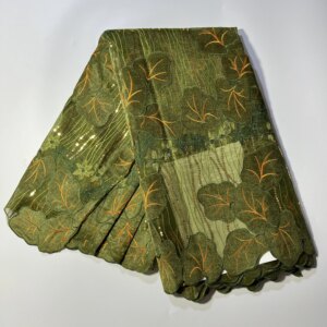 Green Bridal Velvet Nigerian Oranza Net Fabric Bridal  Crafts Lace For Evening Dress Cloth Materials