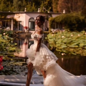 Charming Off-the-shoulder Wedding Dress 2025 Classic Tulle Bridal Gown Formal Solemn Floor-length Gown For Dress Customized