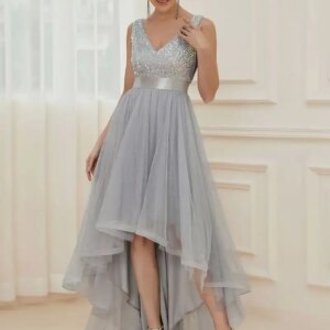 Elegant Evening Dresses Long Asymmetrical V-Neck Sleeveless Ankle-Length Backless 2023Simple Prom Women Dress