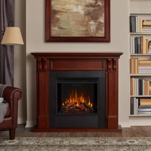 48″ Electric Fireplace with Mantel for Living Room or Bedroom, Replaceable Fireplace Insert Heater, Remote Control, Timer.