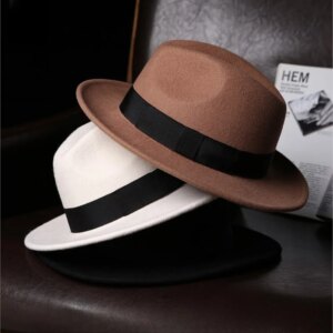 Elegant fashion top hat for men and women large wide eaves felt