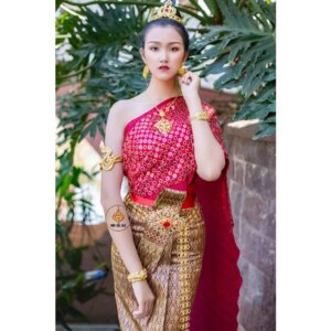 Traditional Clothing for Women Southeast Asian Style Ahom Shan Dai Custuome Songkran Ladies Top Skirt Sets Clothes Thai Dress
