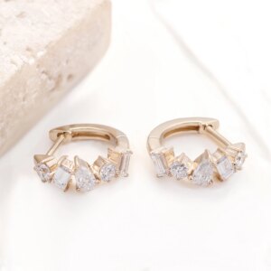 Provence Hoop Earrings for Women 14KGold DEF/VS Lab Diamonds Engagement Huggie Earrings Cartilage Piercing  Personalized Custom