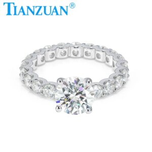 925 Sterling Silver Rings 2CT D Color Moissanite Wedding 3mm Eternity Ring Engagement Rings for Women Jewelry Gifts