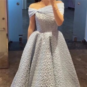 Customized Sparkle Exquisite Sequin Ruched Birthday A-line Off-the-shoulder Bespoke Occasion Gown Midi Dresses