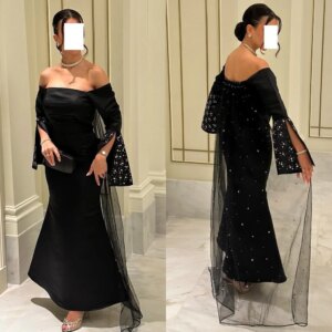 Customized Jiayigong Prom Satin Beading Christmas Mermaid Off-the-shoulder Bespoke Occasion Gown Midi Dresses