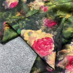 Oil Wind 23 momme perforated flower rose red gauze silk fabric dress Cheongsam fragrant