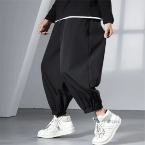 Black Jogger Pants Men Summer Baggy Plus Size 6XL Fashion Casual Solid Color Ankle-length Male Bottom Big