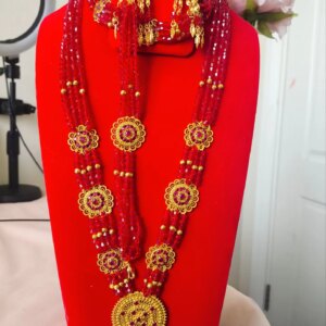 Dubai’s New 24K Gold Plated High End Necklace, Earrings, Rings, Bracelets, Wedding Party Gifts, Jewelry Set for Women YY10510