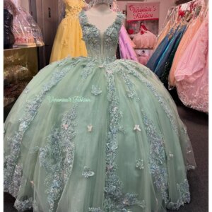 Mint Green Off-Shoulder Quinceanera Dresses 3D Flowers Appliques Vestidos De 15 Anos Birthday Party Prom Princess