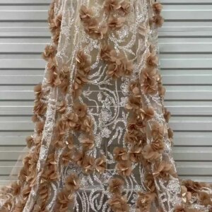 5 Yards African 3D Flower Beads Lace Fabric 2024 High Quality French Nigerian Embroidery Tulle Fabric For Wedding Dress Sewing