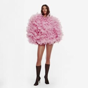 Fashion Pink Ruffles Women Jacket Full Sleeves Female Jacket Outerwear Female Coat Bridal Jacke