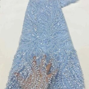 African French Tulle Sequins Wedding Bridal Lace Fabric 5 Yards 2025 High Quality Luxury Beaded Lace Fabric For Evening Dress