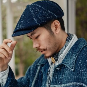 Amekaji Style Wear Retro Blue Dyed Newsboy Cap Niche Painter Beret Men and Women
