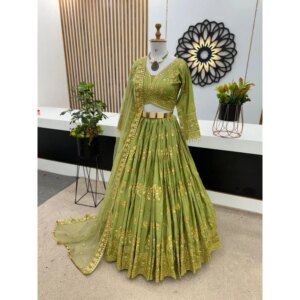 Green Lehenga CholI India Bollywood Wedding Party Pakiatan Wear Readymade