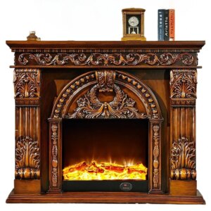 #1.5/1 European fireplace decorative cabinet Solid wood electric fireplace rack Carved TV cabinet 8071