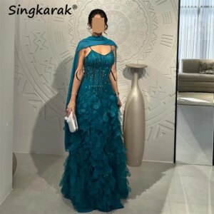 Luxury Green Evening Dress 2025 Straps Elegant Birthday Party Vestidos Long Prom Gown Dubai Wedding Party Gown Customized