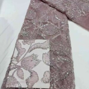 2025 High Quality African Lace Fabric Sequins Mesh Lace France Luxury Beads 3D Embroidered Tulle Lace Fabric for Sewing CD52KM