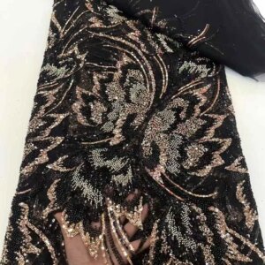 African Heavy Beaded 2025 High Quality Nigerian Sequins With Pearl Lace French Tulle Fabric For Party Dress Sew XC60HN-25