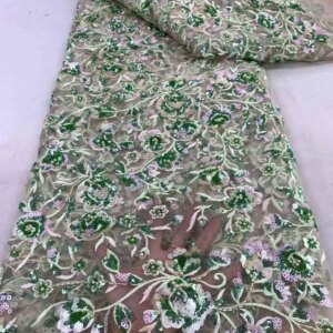 African Luxury Beaded Tulle Lace Fabric 2025 Nigerian Handmade Heavy Sequins Pearls Lace Fabric Fro Bridal Wedding Dresses ZX