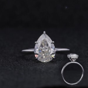 Pear Cut Def VVS Gemstone Moissanite Engagement Ring 14k White Gold On Sale